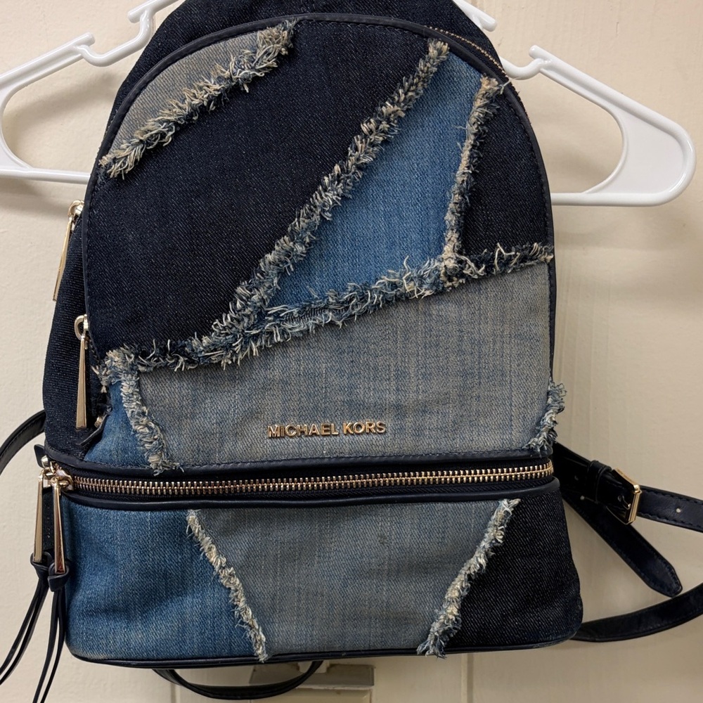 Michael Kors Blue Denim Patch Backpack - image 1